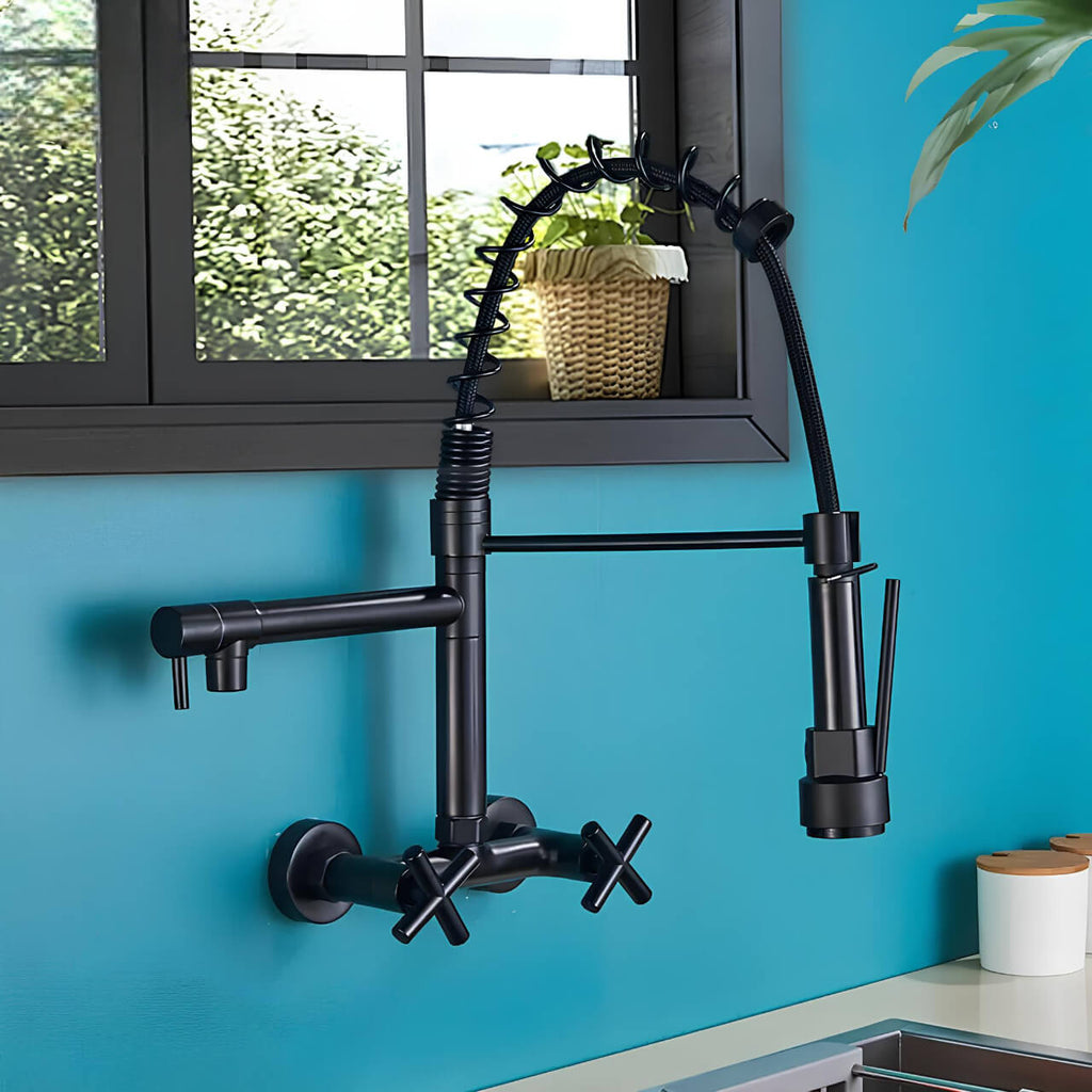 Robinet mural douchette extractible style industriel