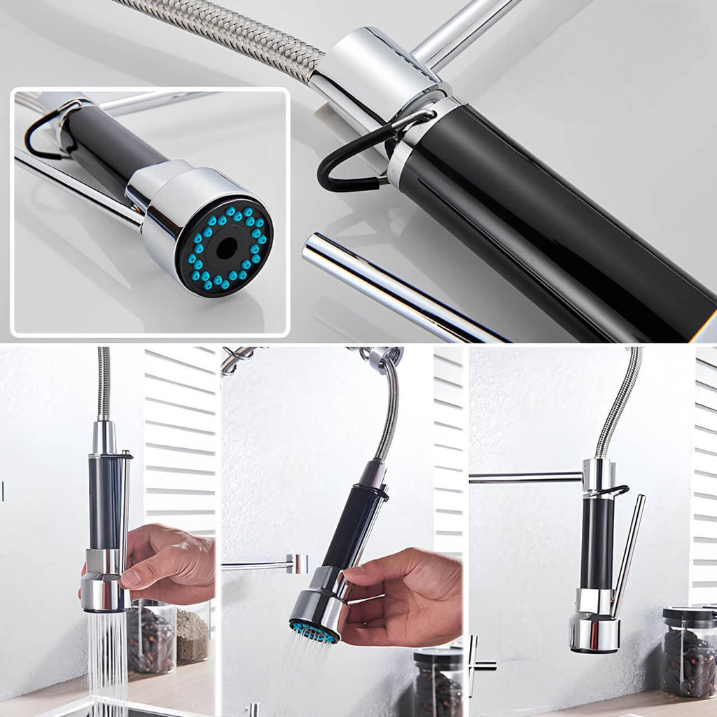 Robinet mural douchette extractible style industriel