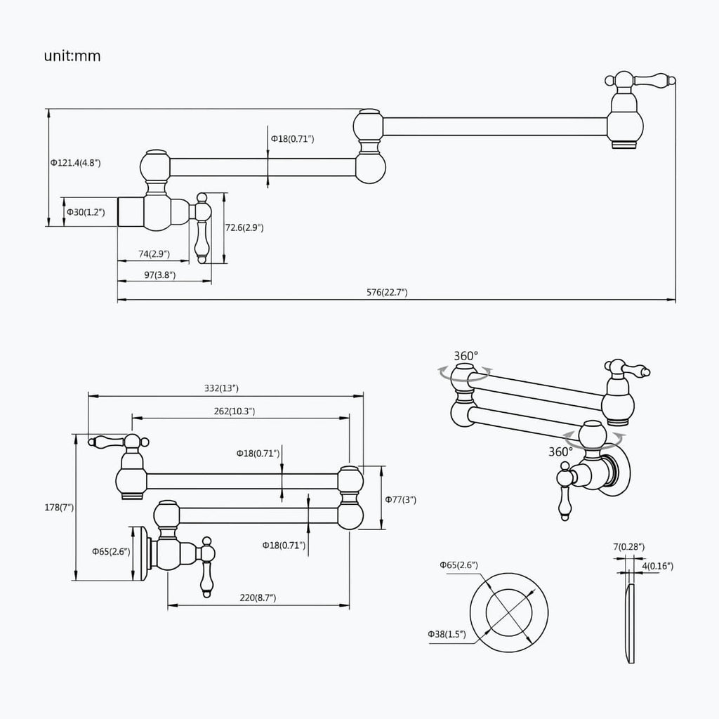 Robinet rabattable eau froide design laiton