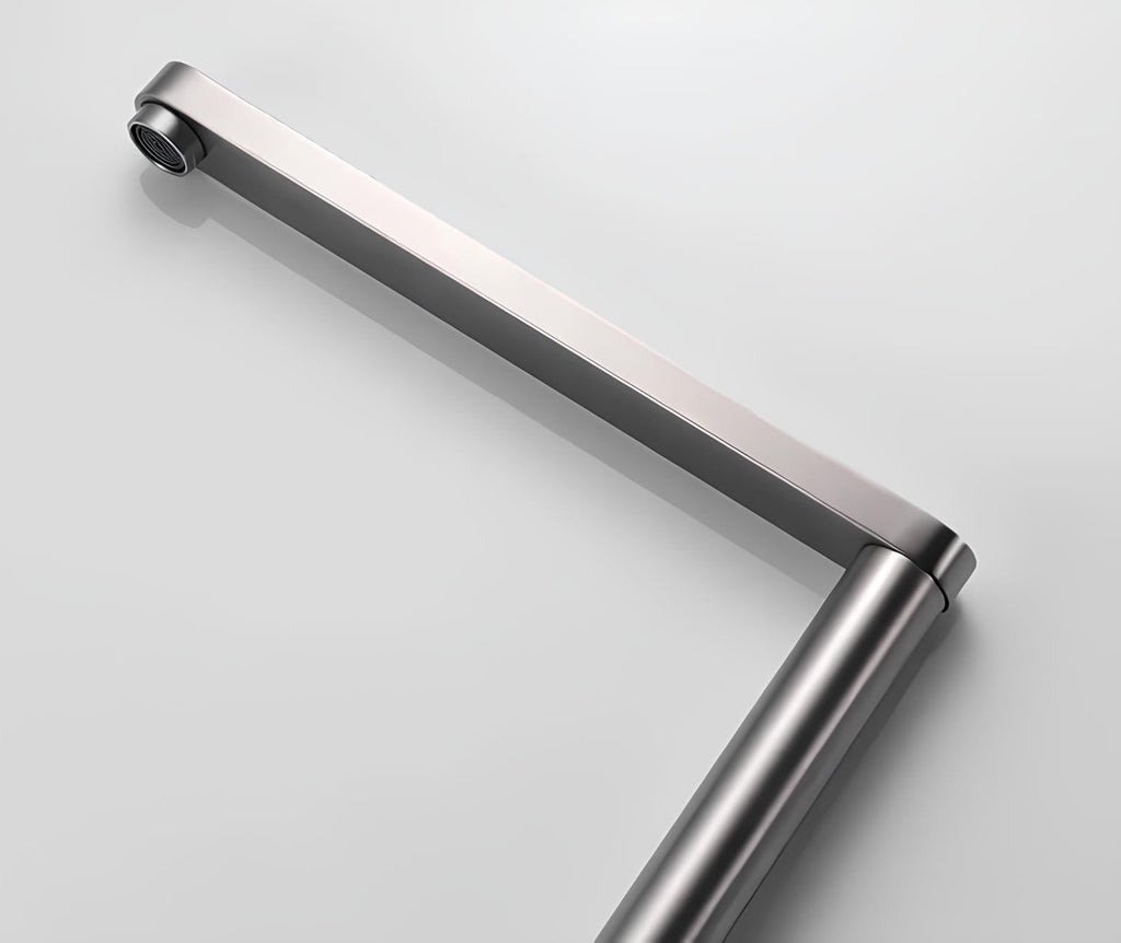 Robinet cuisine rétractable inox gris brossé