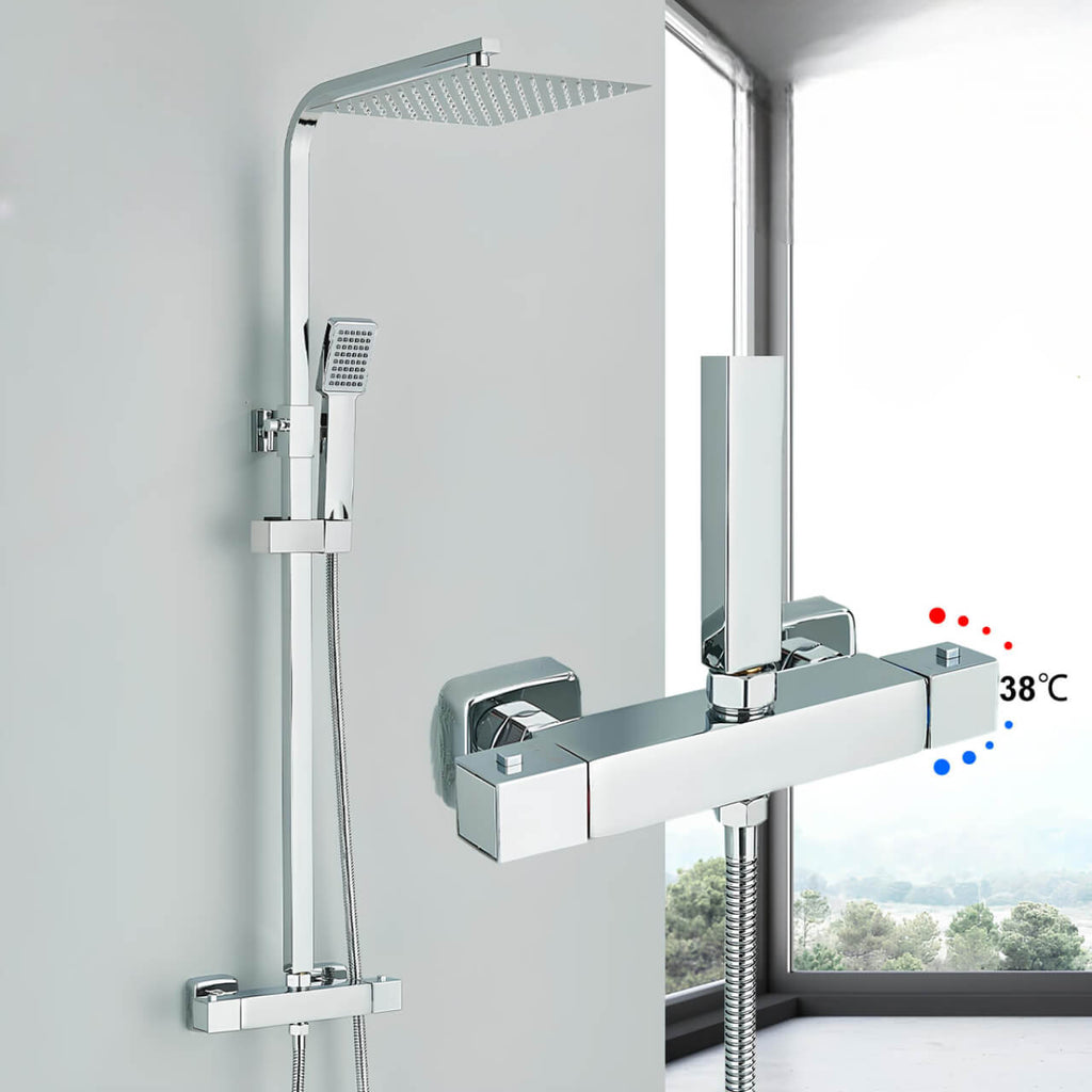 Robinet thermostatique de douche murale chromé