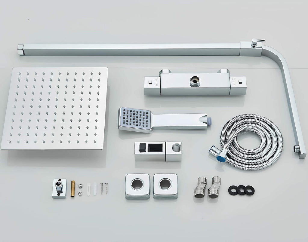 Robinet thermostatique de douche murale chromé