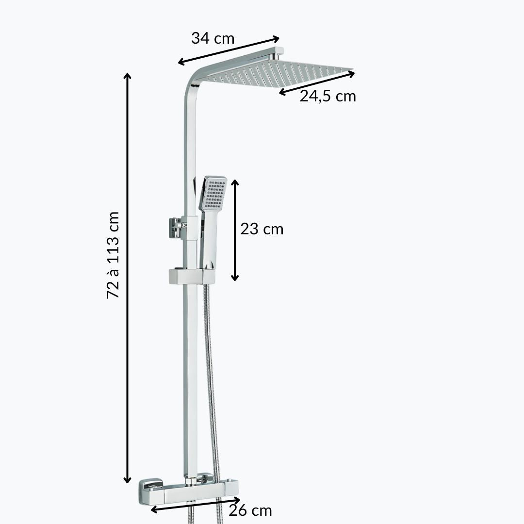 Robinet thermostatique de douche murale chromé