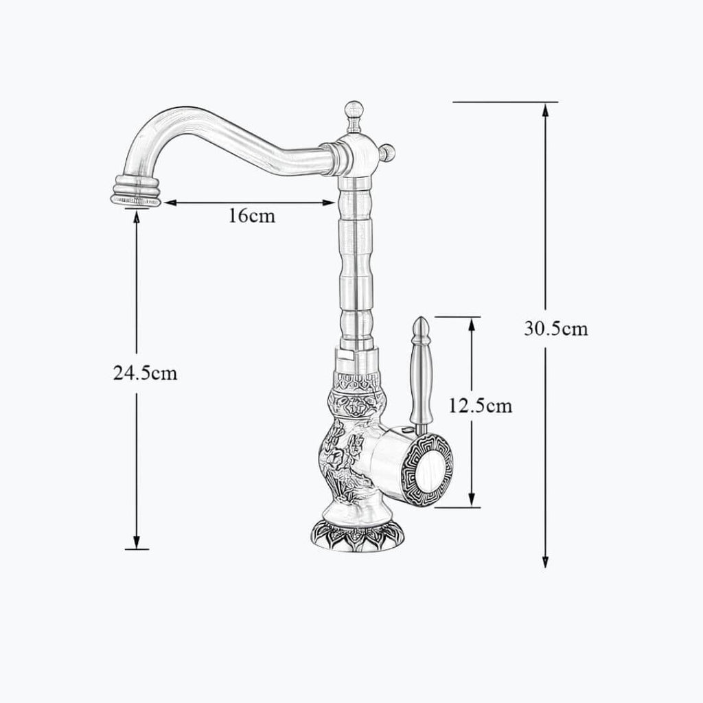 Robinet vasque antique laiton sculpté