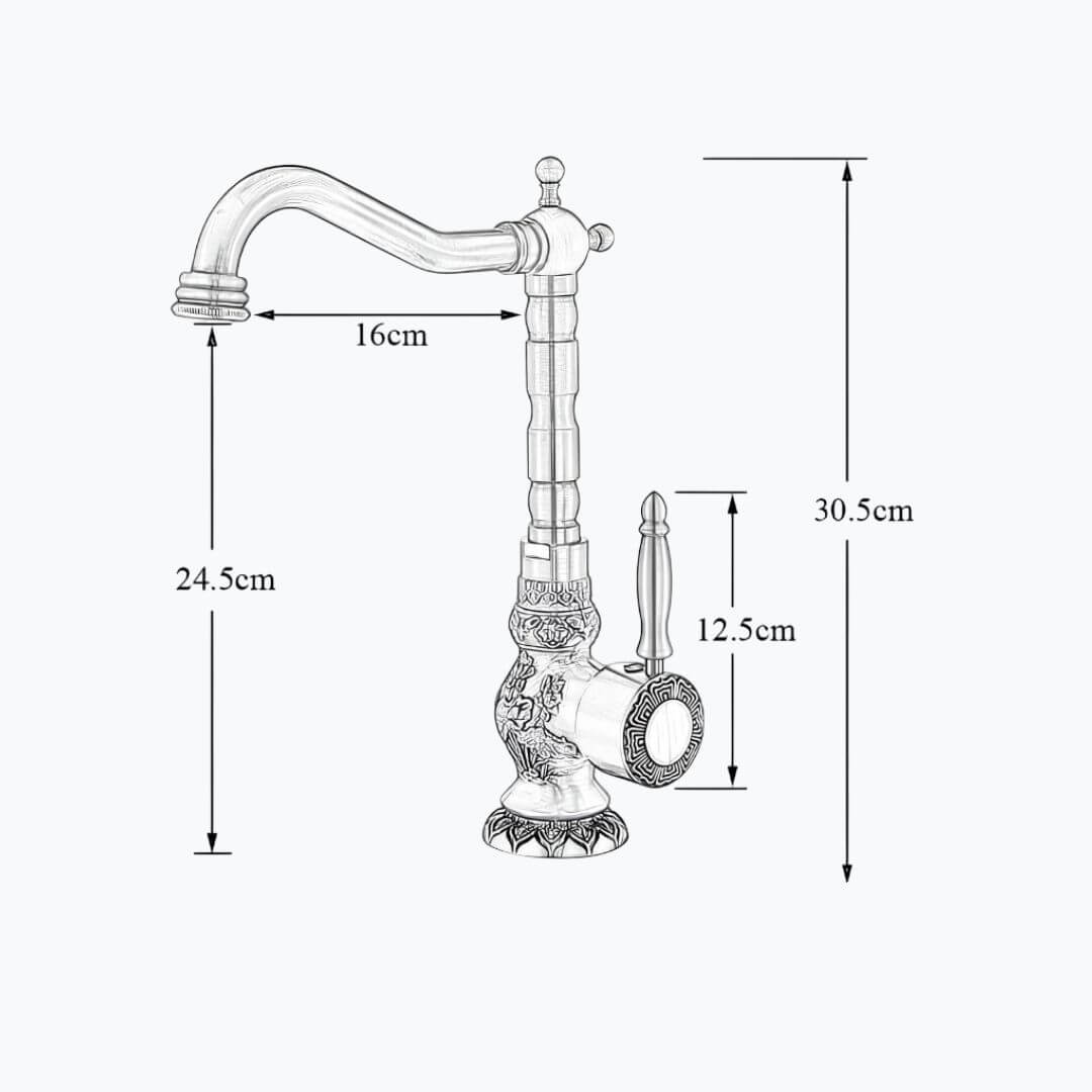 Robinet vasque antique laiton sculpté