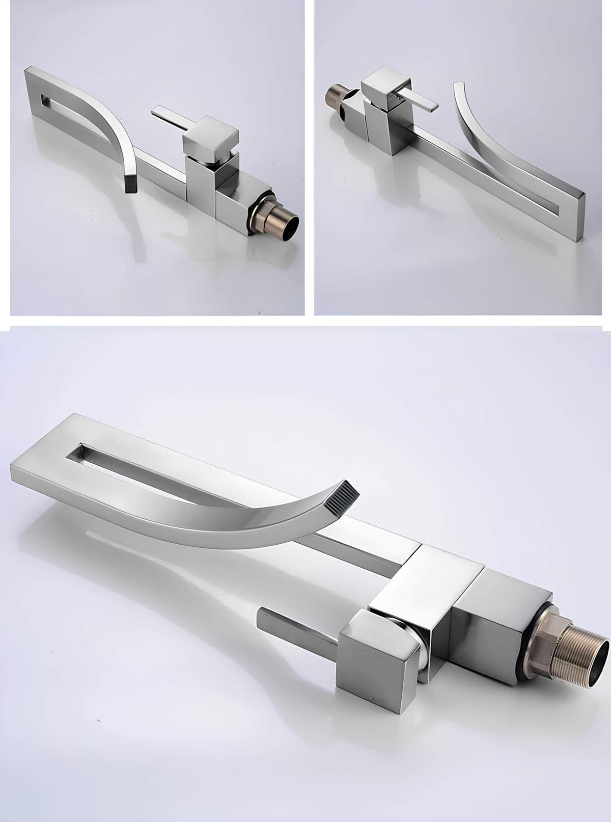 Robinet vasque carré design monocommande laiton poli