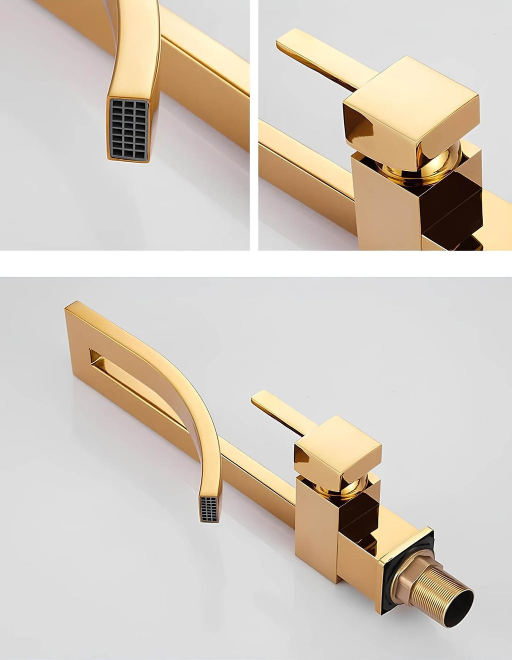 Robinet vasque carré design monocommande laiton poli