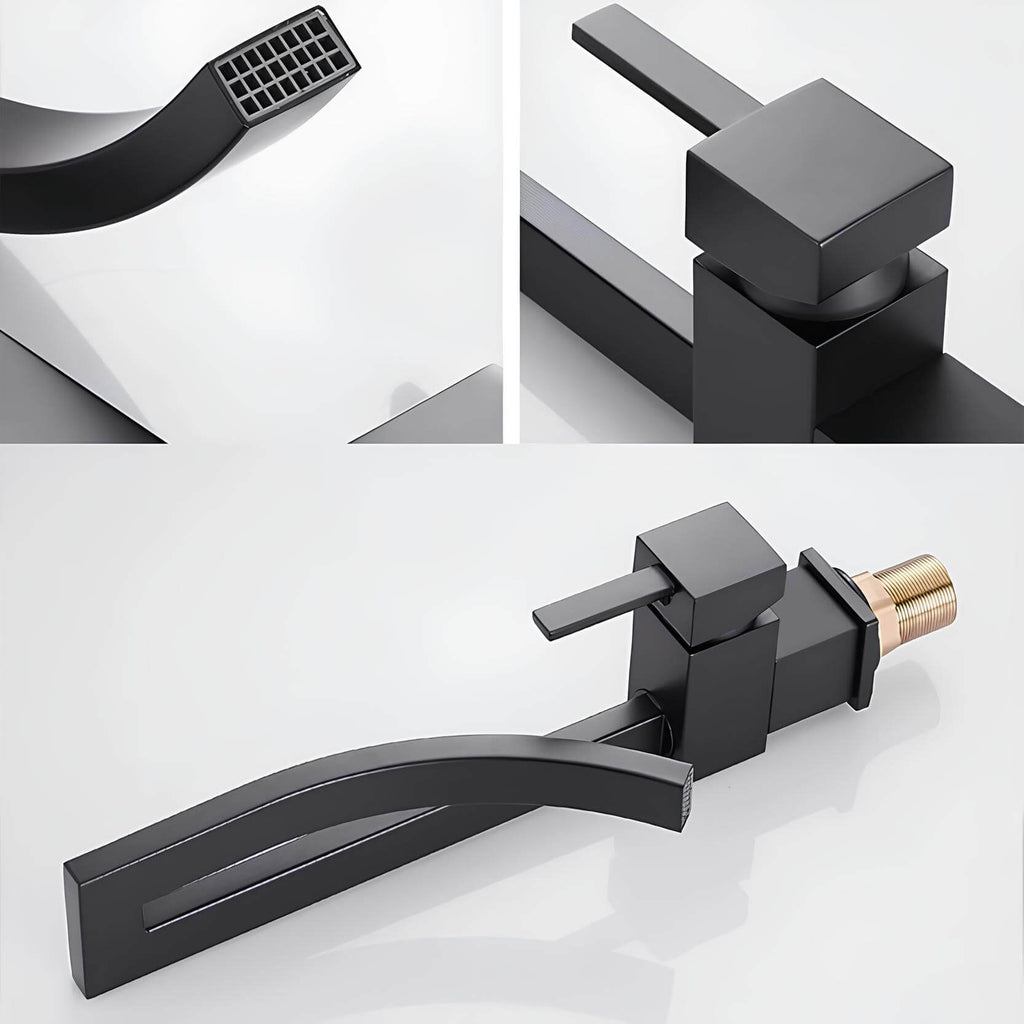 Robinet vasque carré design monocommande laiton poli