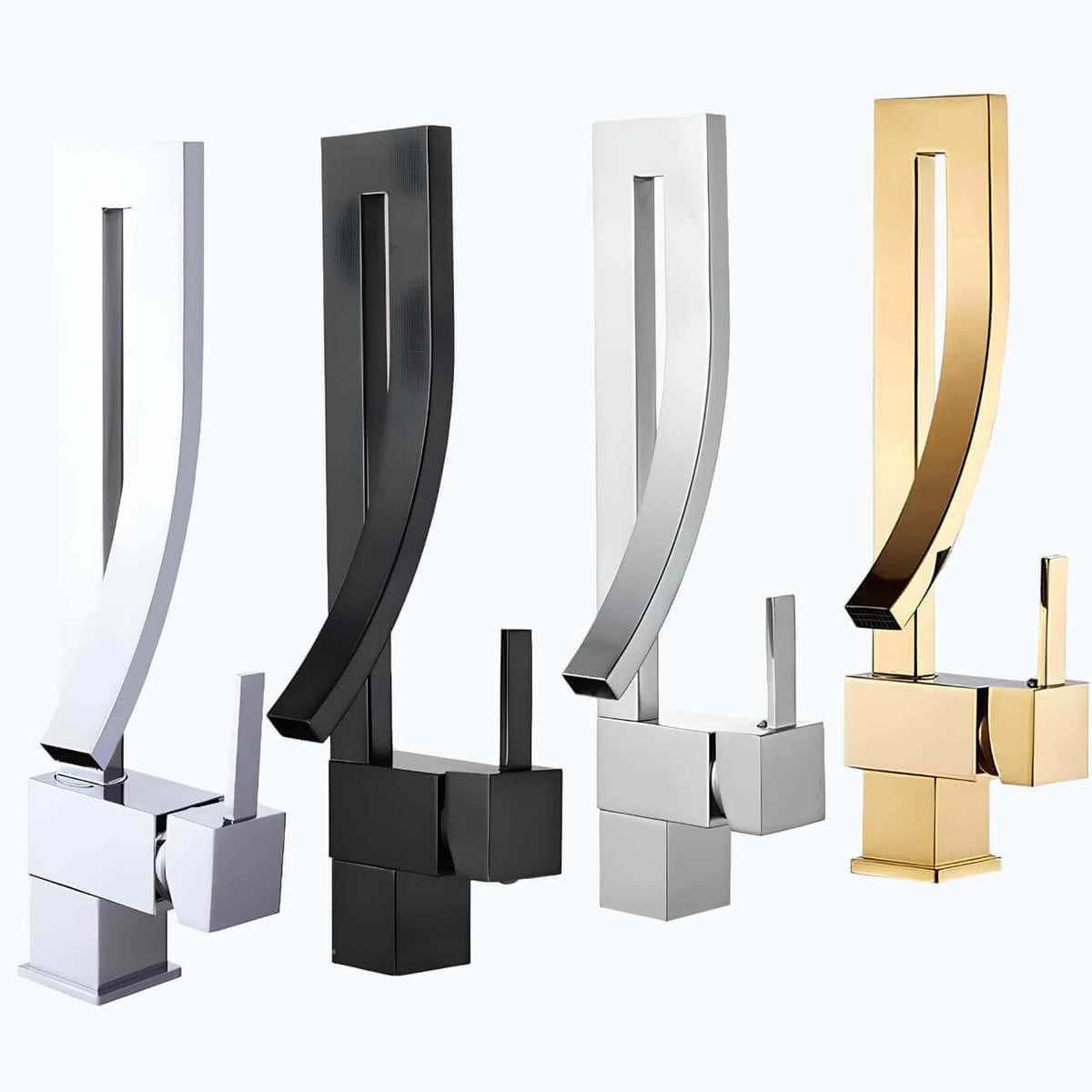 Robinet vasque carré design monocommande laiton poli