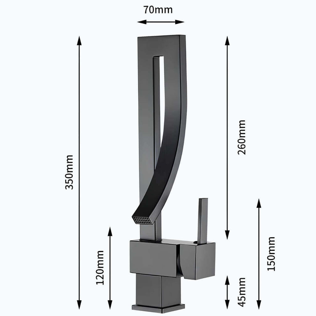 Robinet vasque carré design monocommande laiton poli