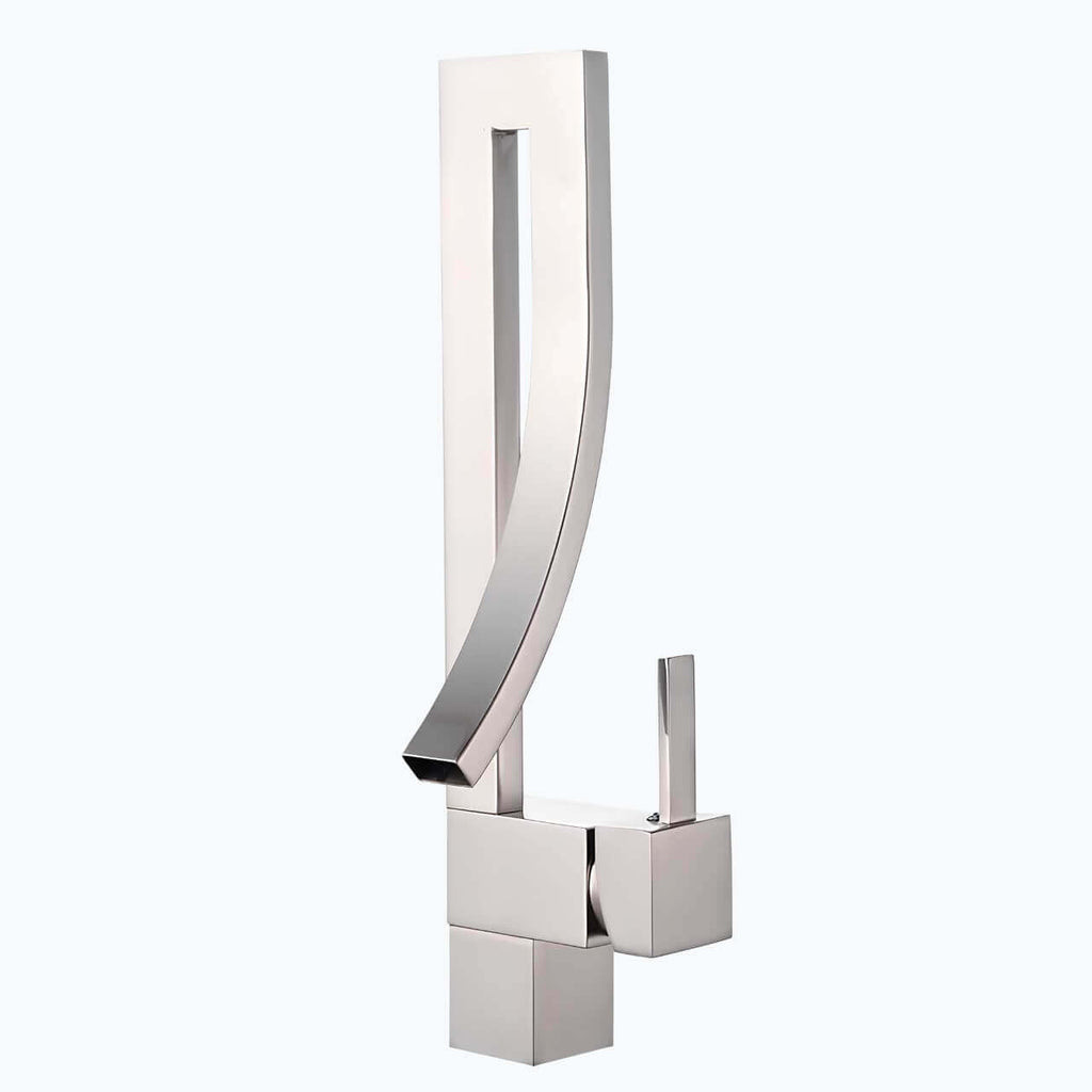Robinet vasque carré design monocommande laiton poli