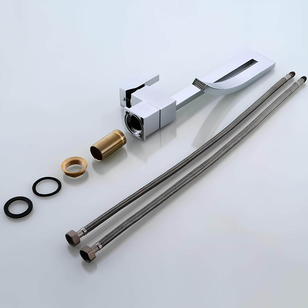 Robinet vasque carré design monocommande laiton poli