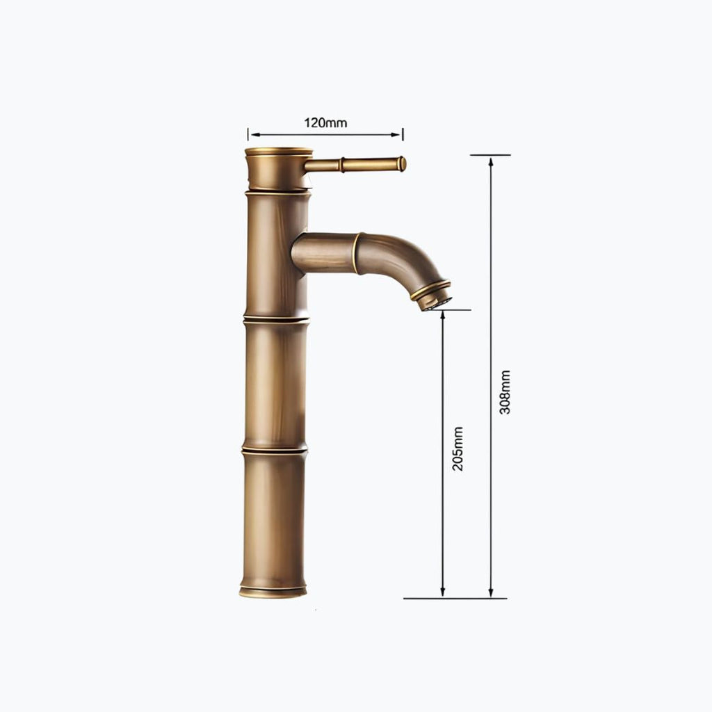 Robinet vasque design bambou laiton brossé