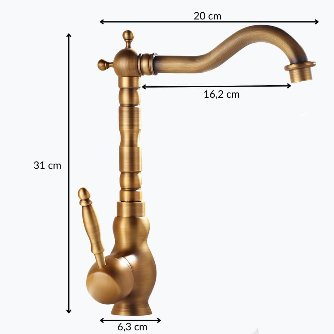 Robinet vasque laiton rotatif antique 1 trou
