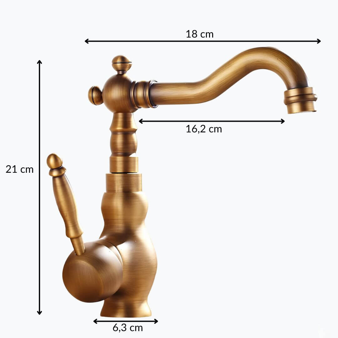 Robinet vasque laiton rotatif antique 1 trou
