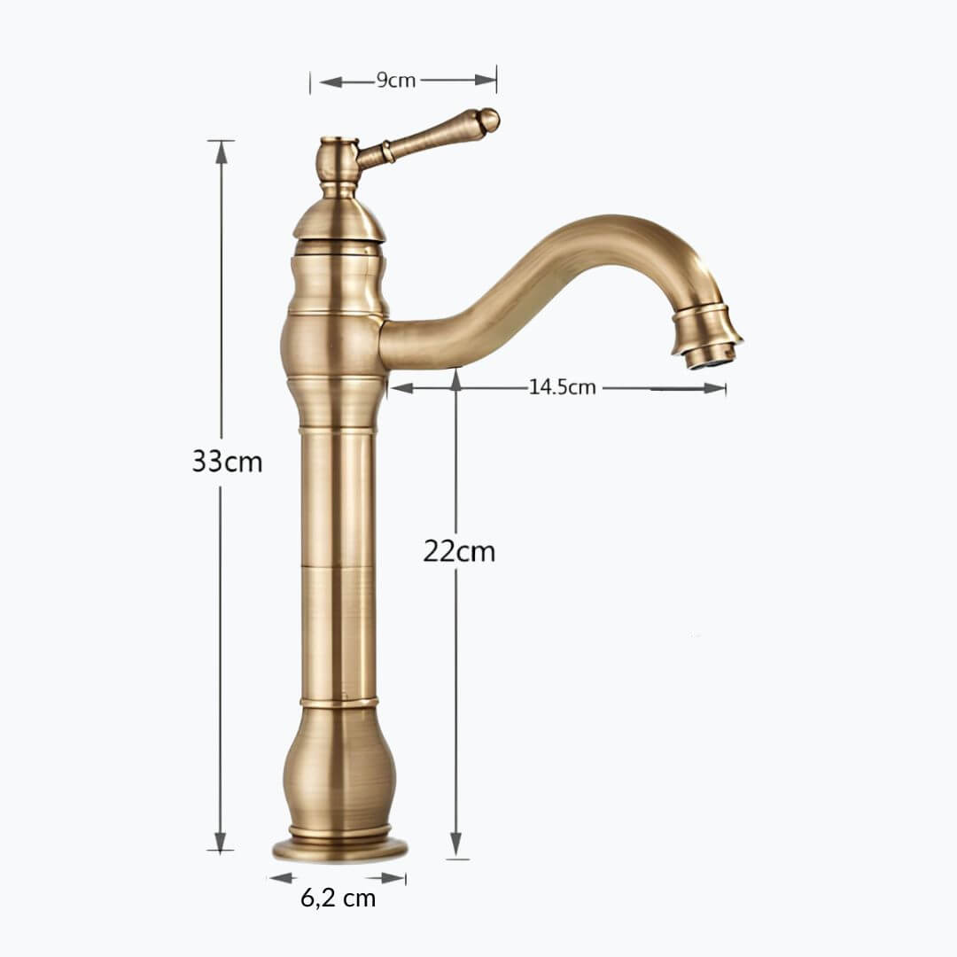 Robinet vasque monocommande laiton antique