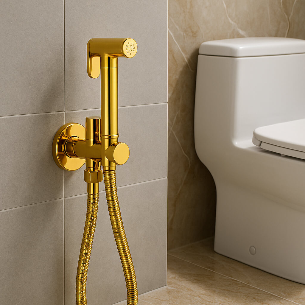 Douchette WC murale en laiton design épuré