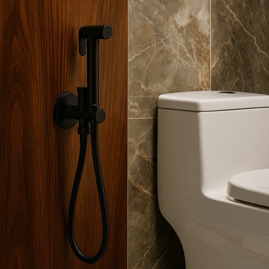Douchette WC murale en laiton design épuré