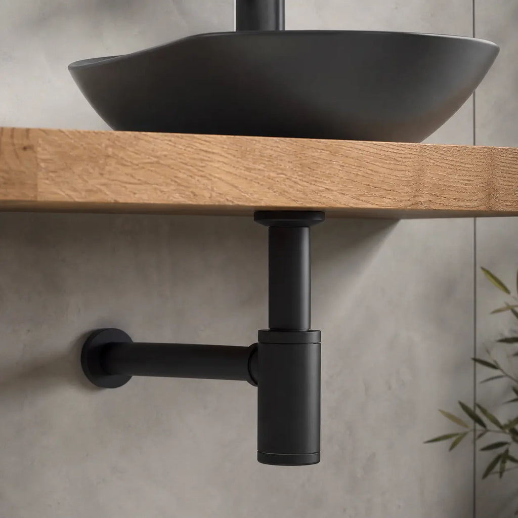 Siphon lavabo noir mat