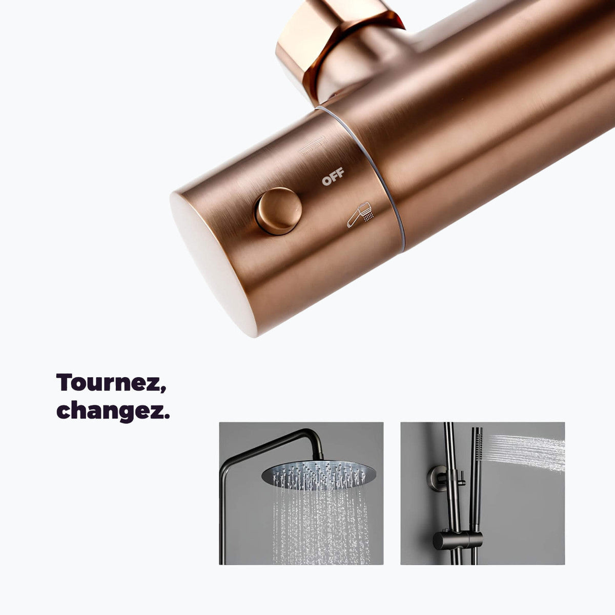 Mitigeur thermostatique douche mural laiton poli