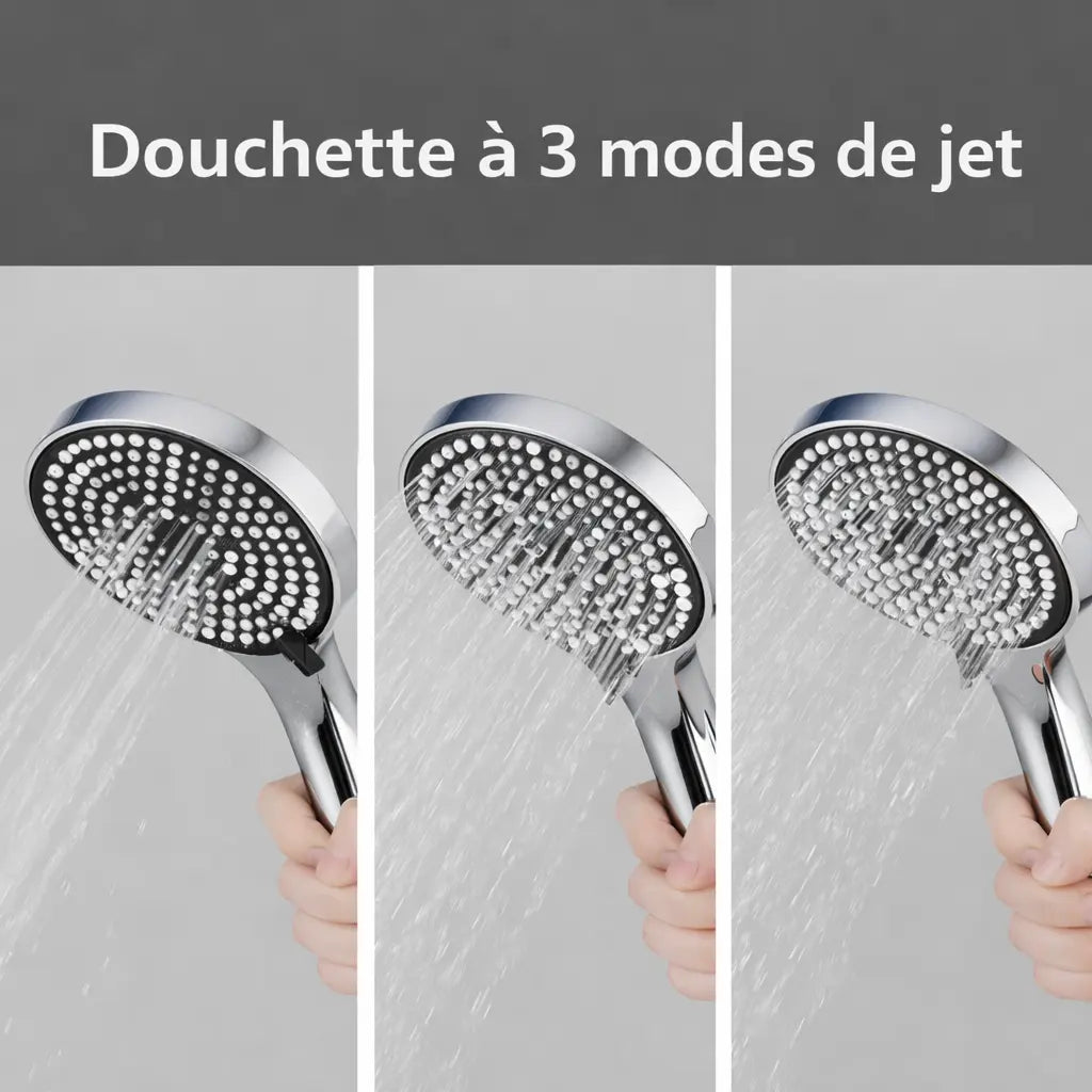Colonne de douche thermostatique gris brossé